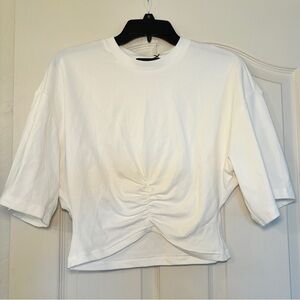 white drop shoulder cropped tshirt